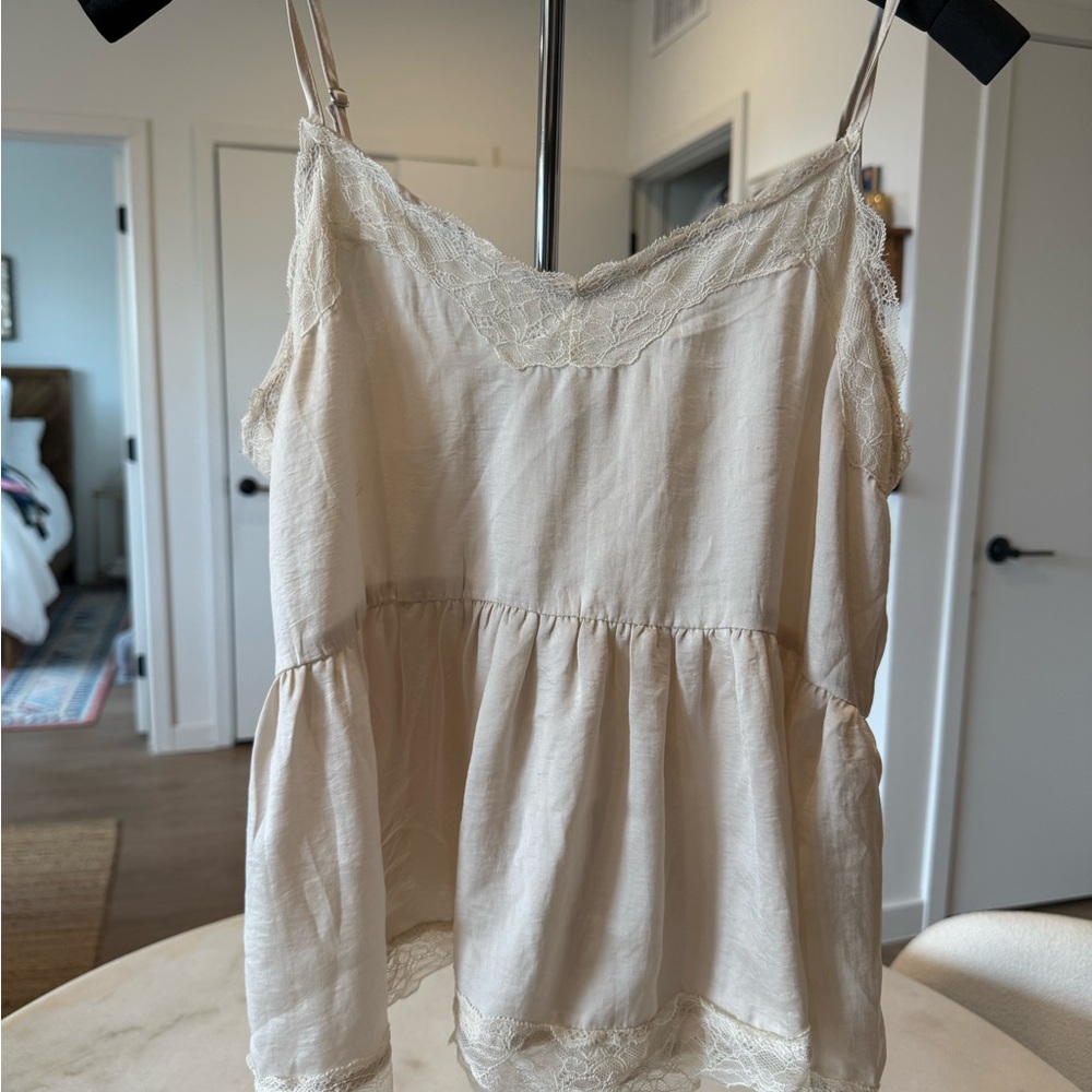 Cream Lace Trim Cami Top